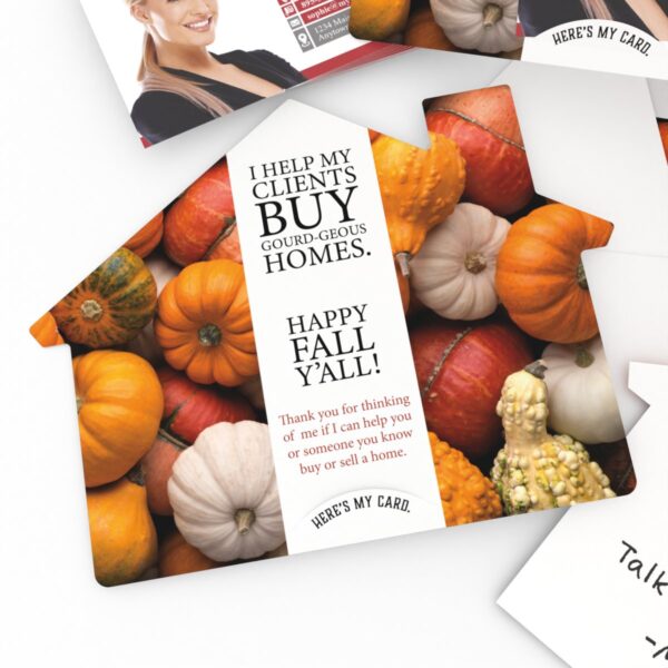 KW House-Shaped Cards (50) “Gourd-geous Homes” for Fall