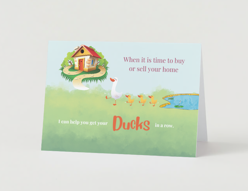 Ducks in a Row Cute KW Greeting Card (pack of 50)