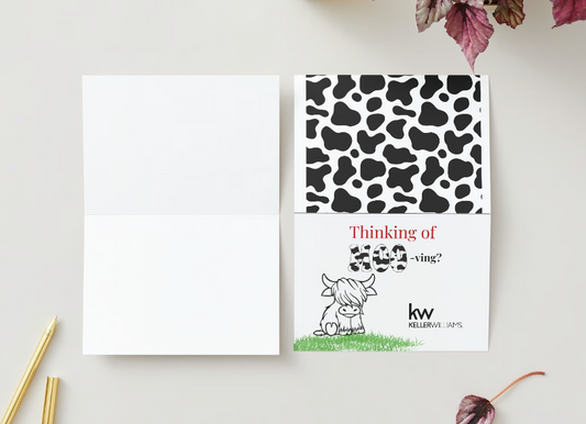 Thinking of Moo-ving funny KW Greeting Card (pack of 50)