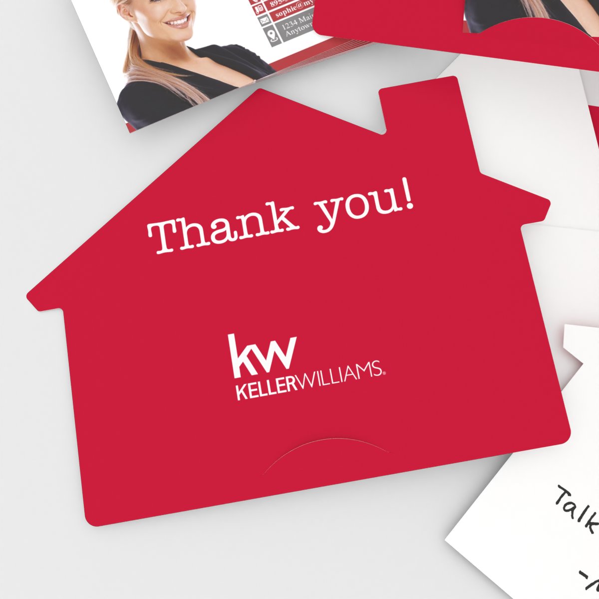 KW House-Shaped Cards (50) KW Red Thank You Cards