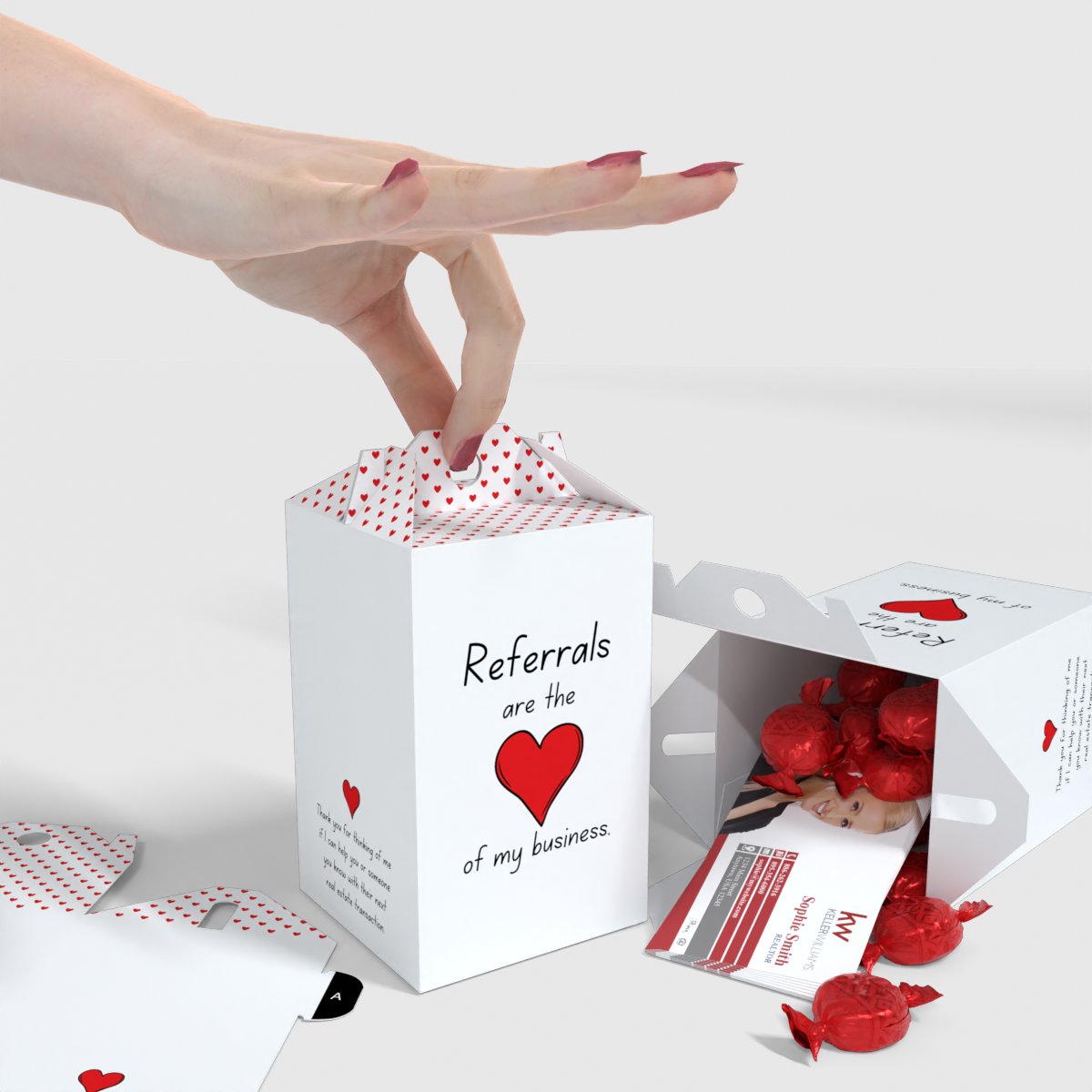 Valentine's Paper Treat Boxes - Referrals Heart of My Business (pack of 24)