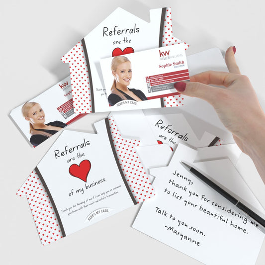 KW House-Shaped Valentines with Envelopes (50) "Referrals are the Heart of My Business"