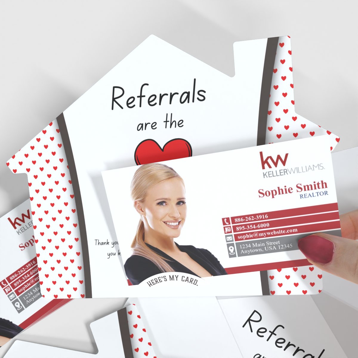 KW House-Shaped Valentines with Envelopes (50) "Referrals are the Heart of My Business"