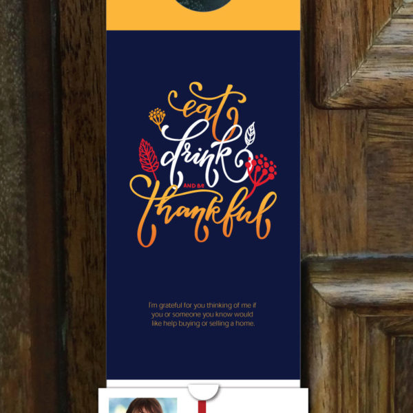 KW Doorhanger for Thanksgiving - “Eat, Drink & be Thankful” (pack of 50)