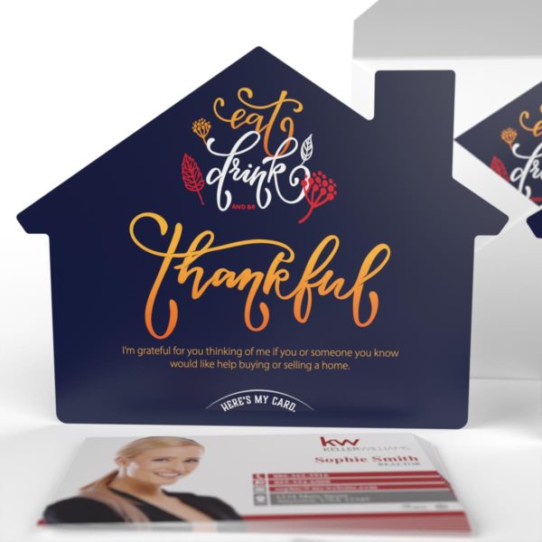 KW House-Shaped Thanksgiving Cards (50) “Eat, Drink & be Thankful”