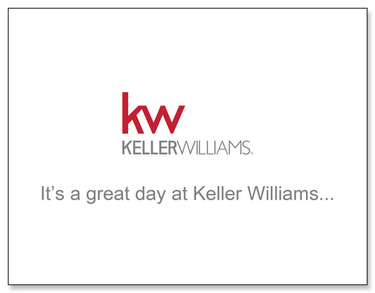 White greeting card with Keller Williams logo and great day message