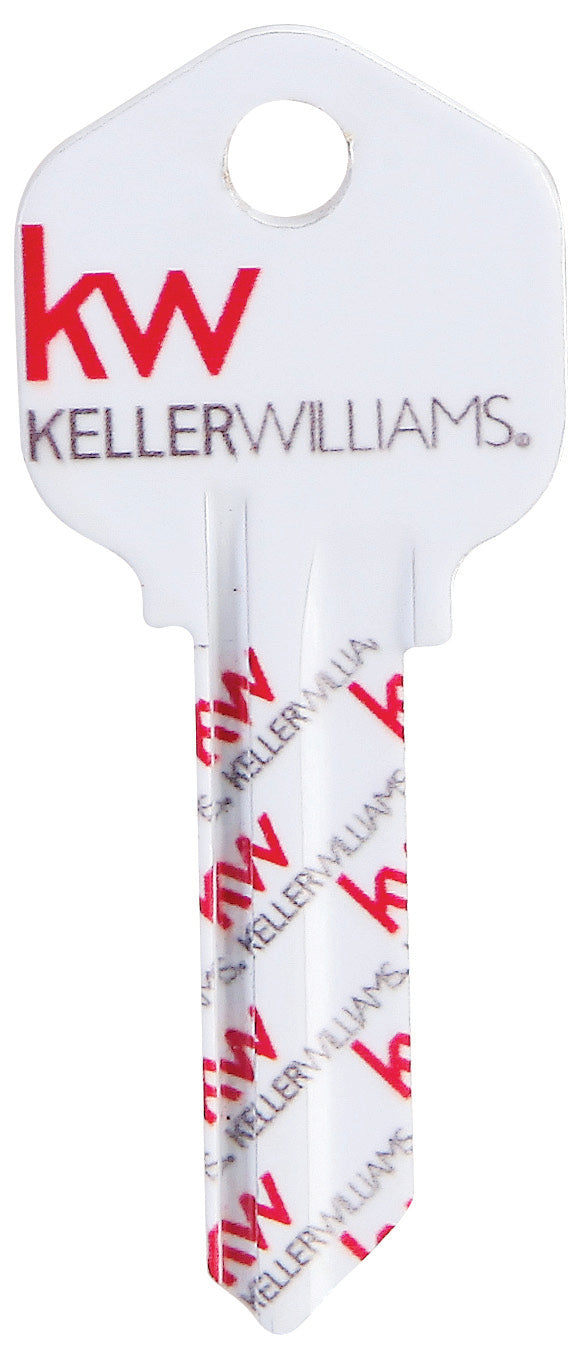 white key with Keller Williams logo in grey and red repeating